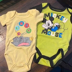 Set of two boys Disney onesies size 0-3 mo.